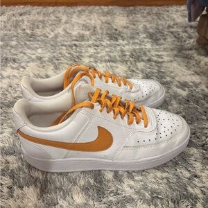 Nike White Sneakers with Orange Accents
